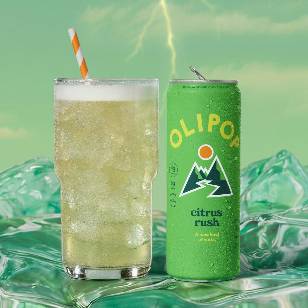 OLIPOP pack de 12 latas Citrus Rush ideal para almacenar