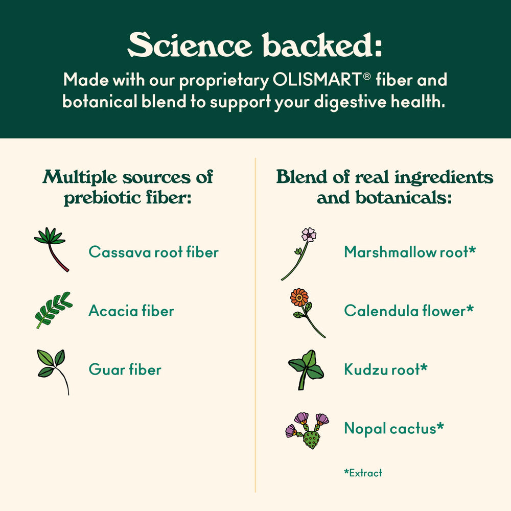 OLIPOP etiqueta con lista de ingredientes claros y beneficios funcionales