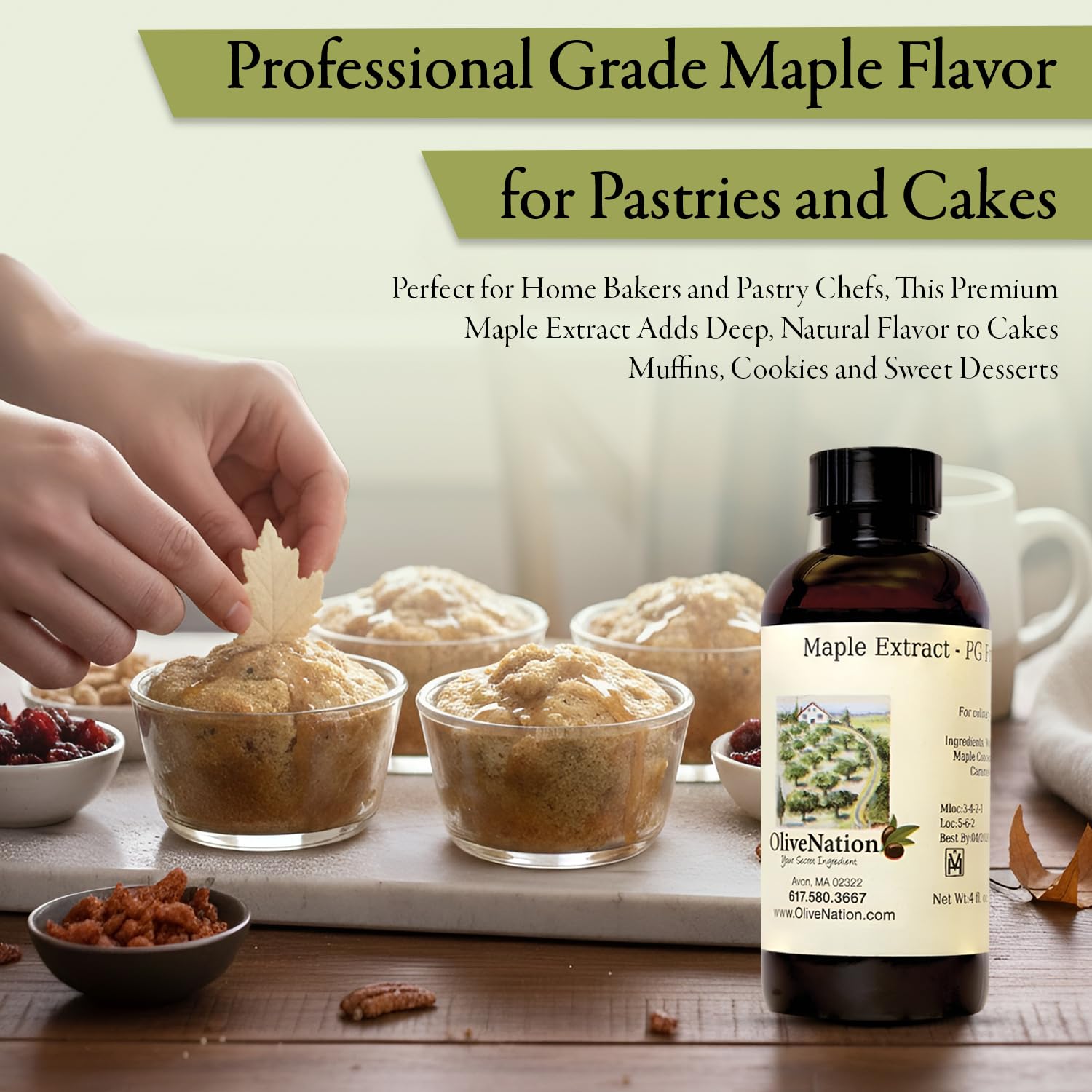 OliveNation ambientación con postres horneados que realzan sabor maple