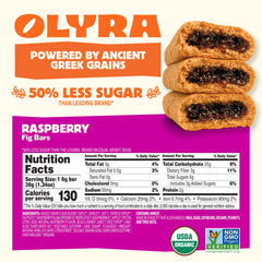 Olyra primer plano de la barra sin envolver que muestra textura y trozos de fruta, resaltando sabor real