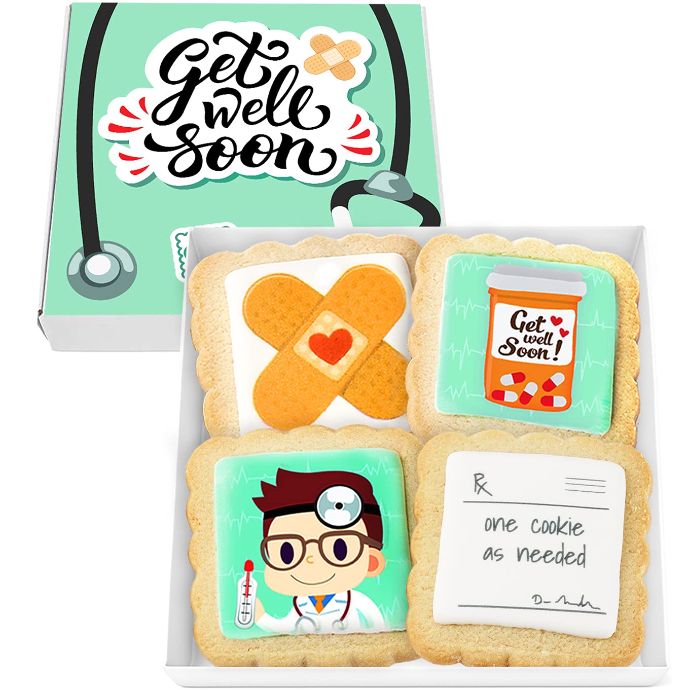 OMCookie galletas frontales en caja, vista clara y reconfortante