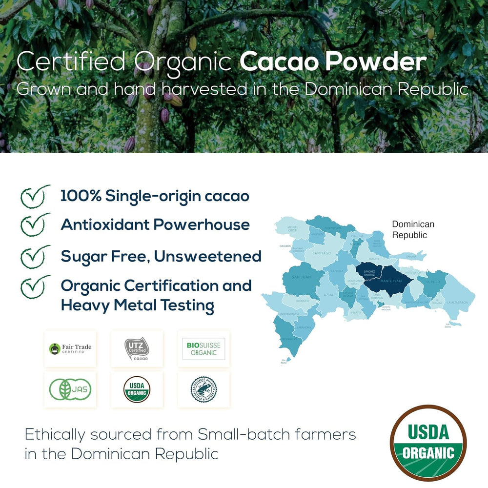 One Farm by WAAYB cacao espolvoreado sobre brownie resaltando sabor rico