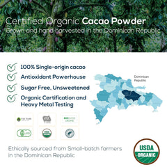 One Farm by WAAYB cacao espolvoreado sobre brownie resaltando sabor rico