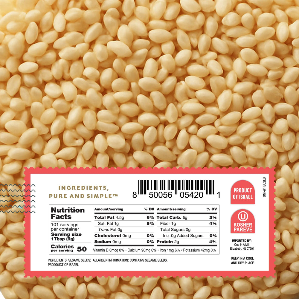 One in A Mill etiqueta con certificación OU Kosher y libre de OGM