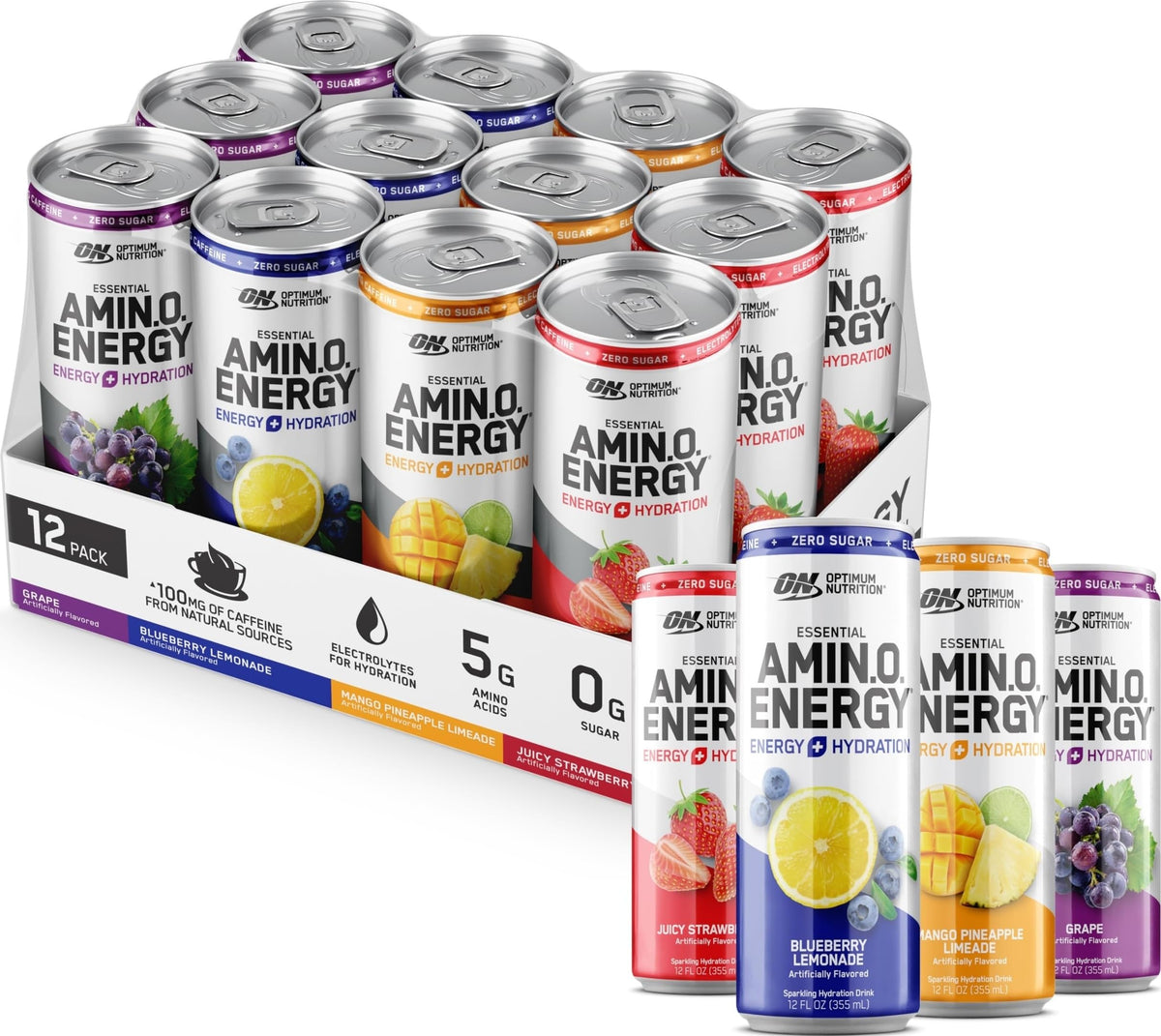 Optimum Nutrition pack frontal que muestra variedad y conveniencia