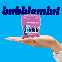 Orbit primer plano de la textura del chicle para elegir sabor