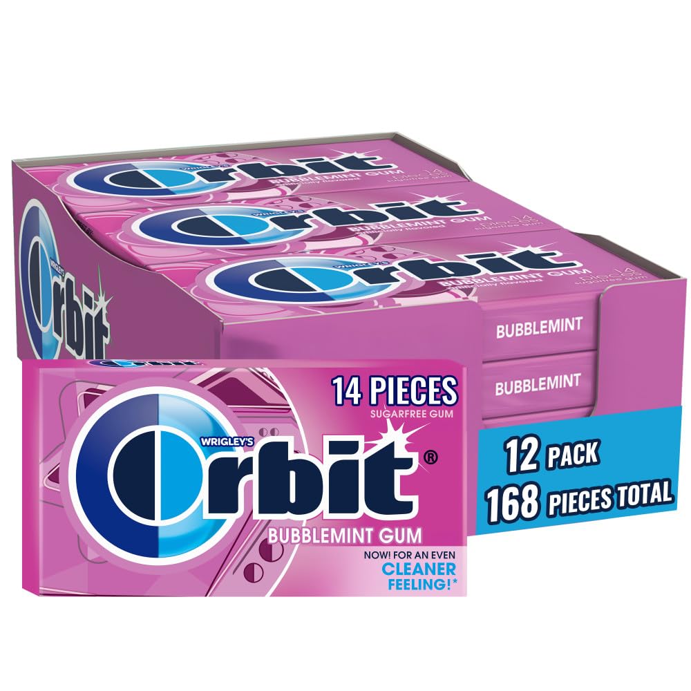 Orbit paquete frontal mostrando 12 packs y beneficio aliento fresco