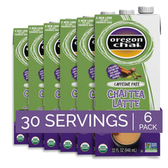 Oregon Chai frente del envase de 32 fl oz con etiqueta orgánica y beneficios claros