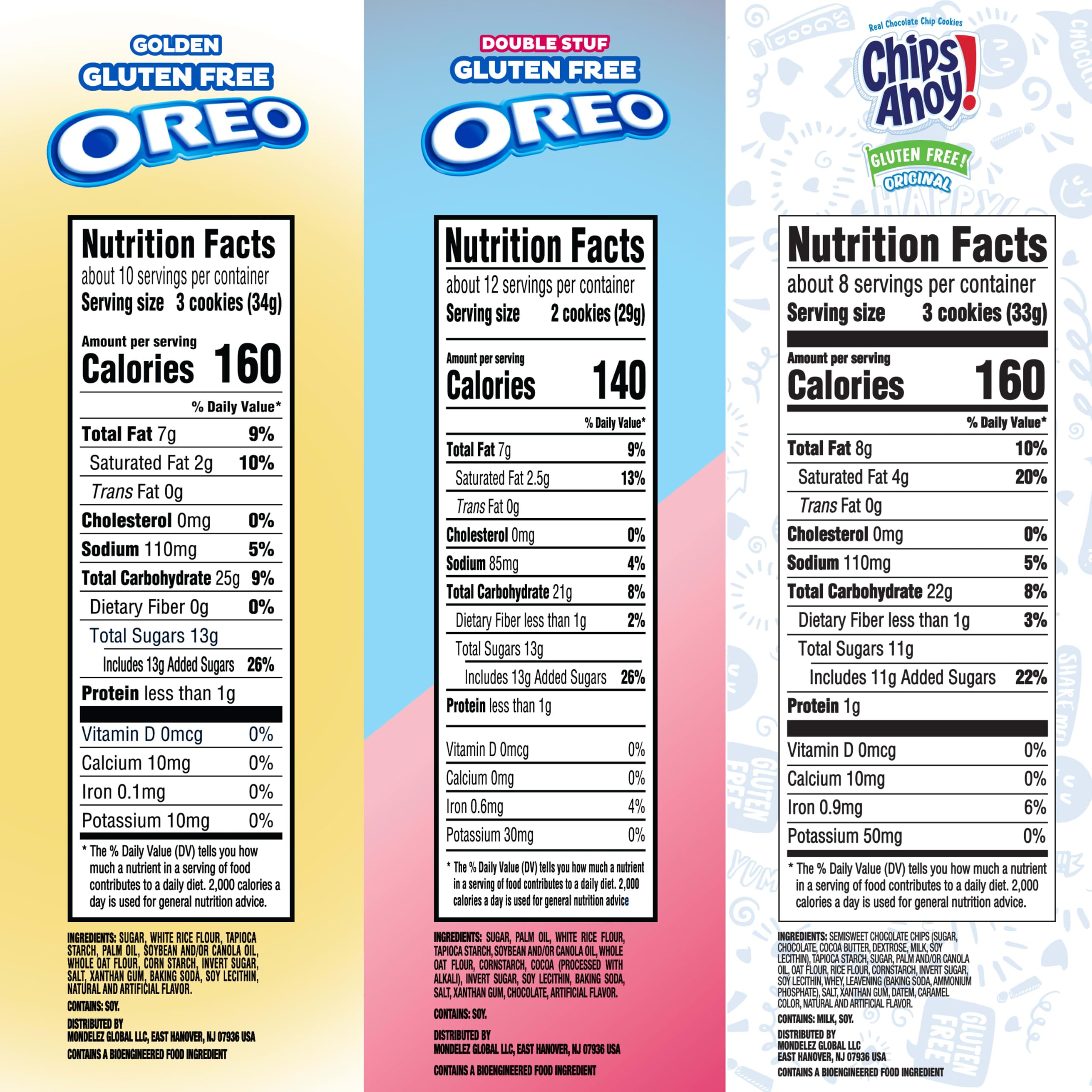 OREO Double Stuf Gluten Free primer plano de paquete, marca OREO y extra crema visible