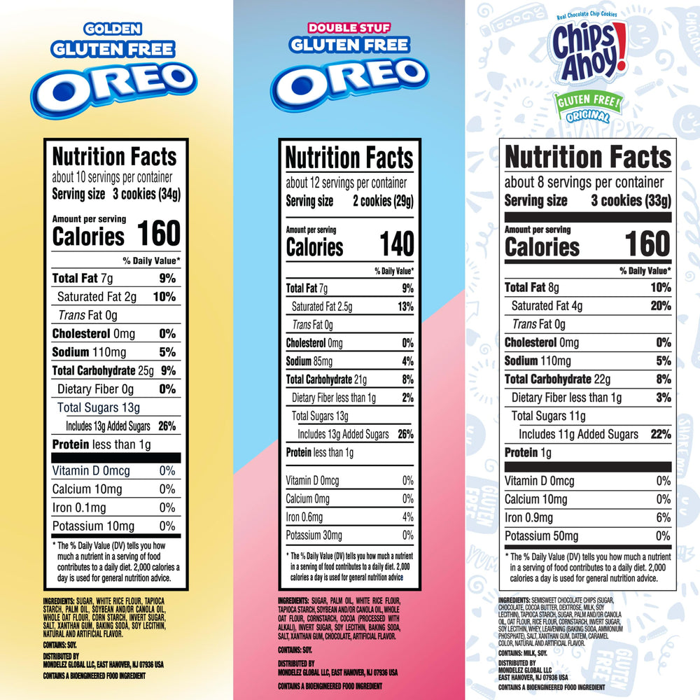 OREO Double Stuf Gluten Free primer plano de paquete, marca OREO y extra crema visible
