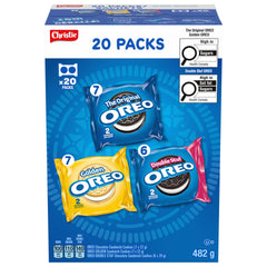 Oreo frente del empaque mostrando variedad y conveniencia