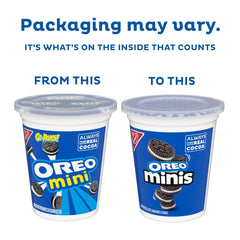 OREO minis vasos abiertos con galletas listas para comer, frescura