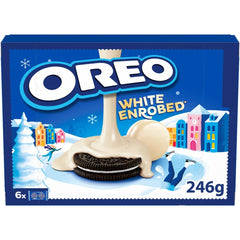 Oreo Snowy Enrobed vista frontal del envase, atractivo para compartir