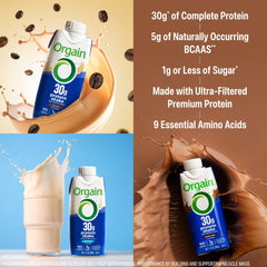 Orgain batido en mano listo para beber, conveniencia y nutrición