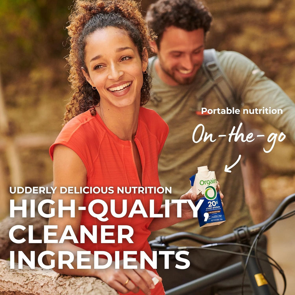 Orgain etiqueta con ingredientes grass fed y beneficios claros