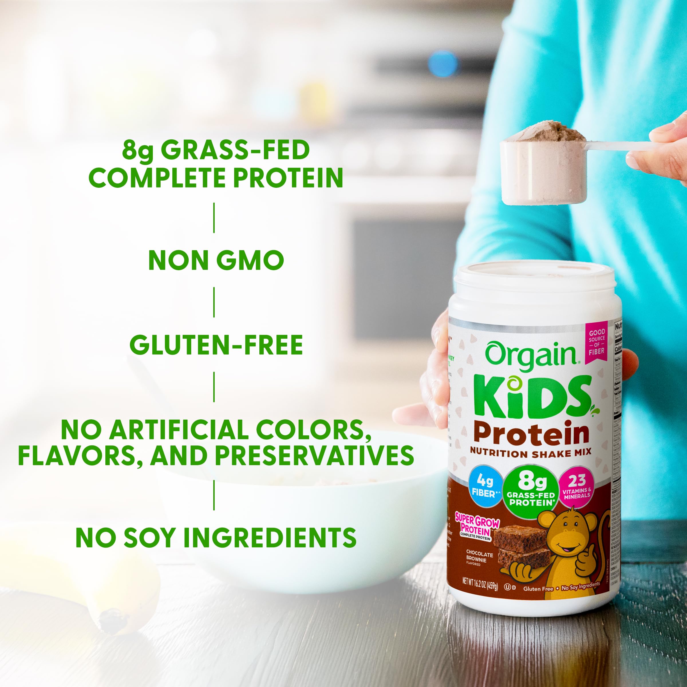 Orgain etiqueta nutricional enfocada en vitaminas y minerales incluidos