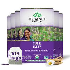 ORGANIC INDIA frente del paquete mostrando el diseño y beneficios