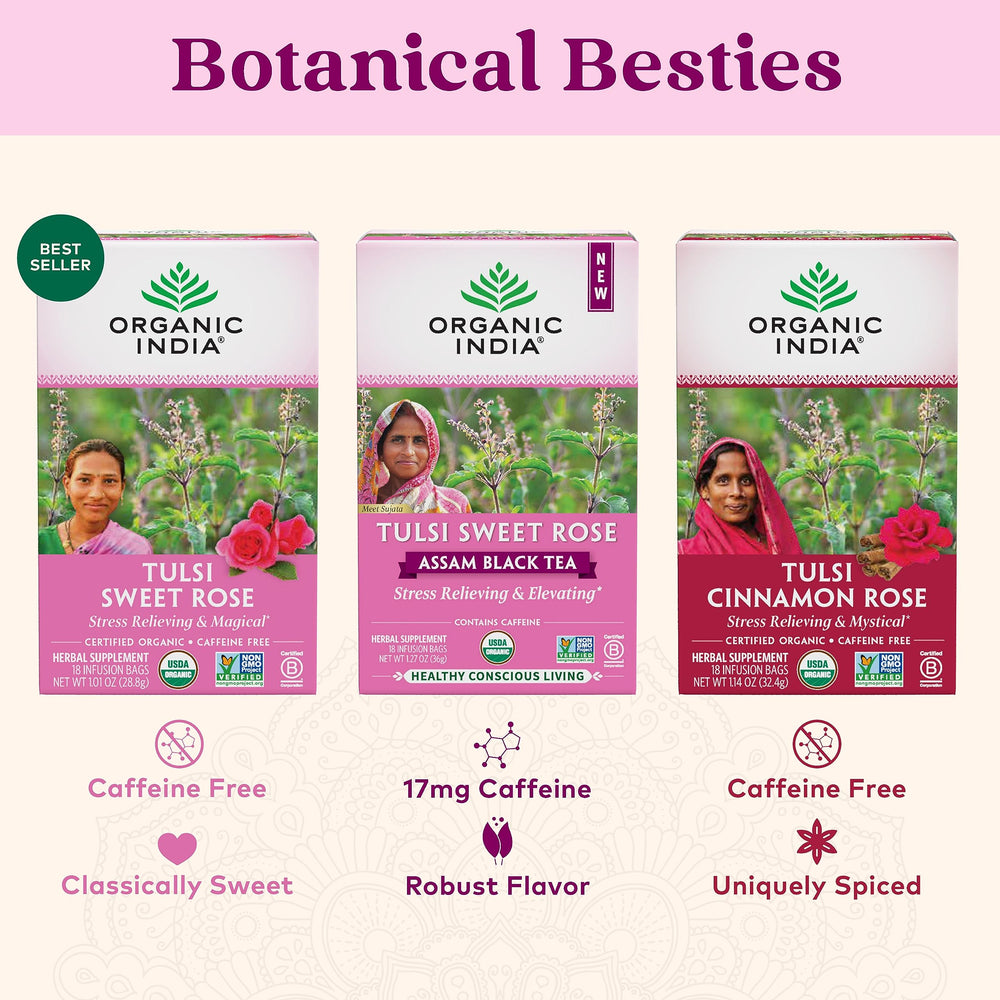 ORGANIC INDIA bolsita junto a mano para mostrar tamaño real