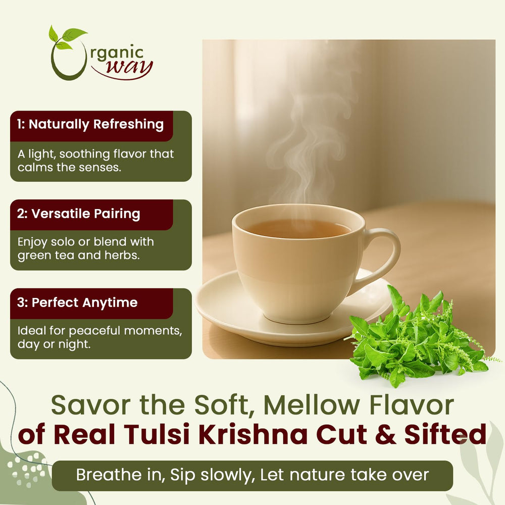 Organic Way cucharada de tulsi Krishna lista para infusionar