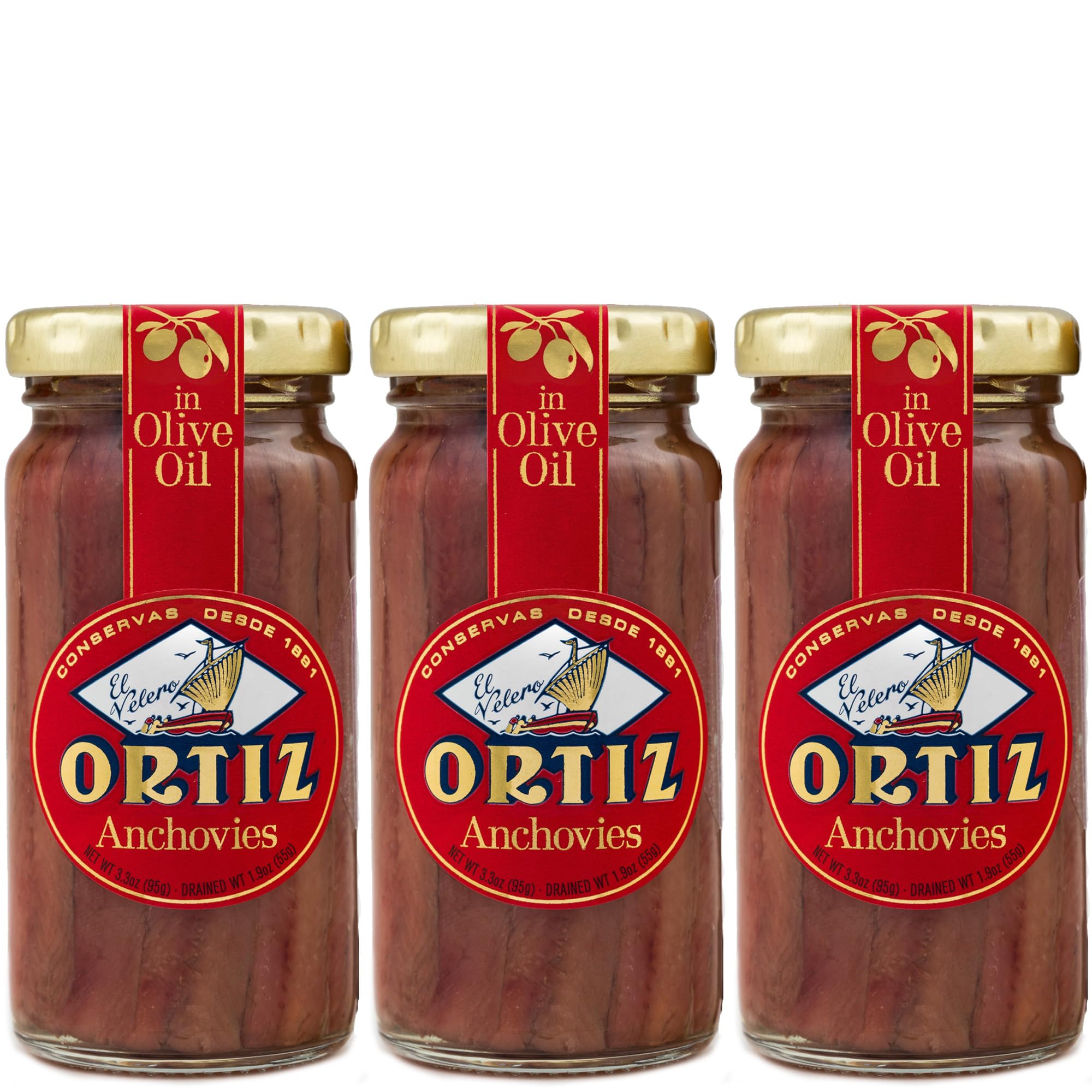 Ortiz tarro frontal mostrando anchoas en aceite y presentación apetecible