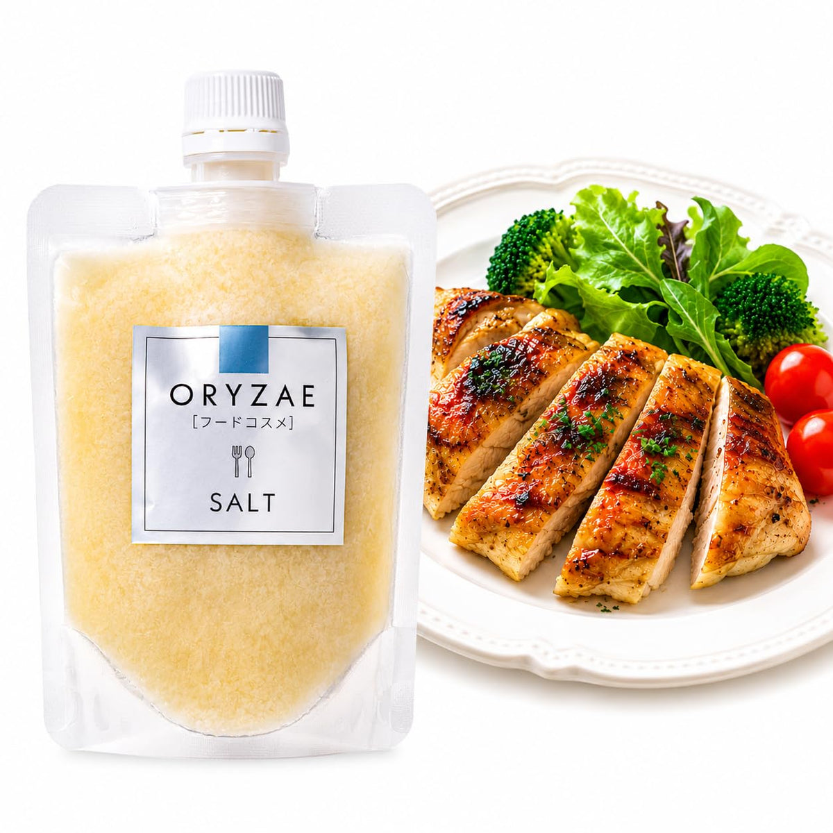 ＯＲＹＺＡＥ＼［フードコスメ］ UMAMI Salt Koji frente del envase, presentación clara
