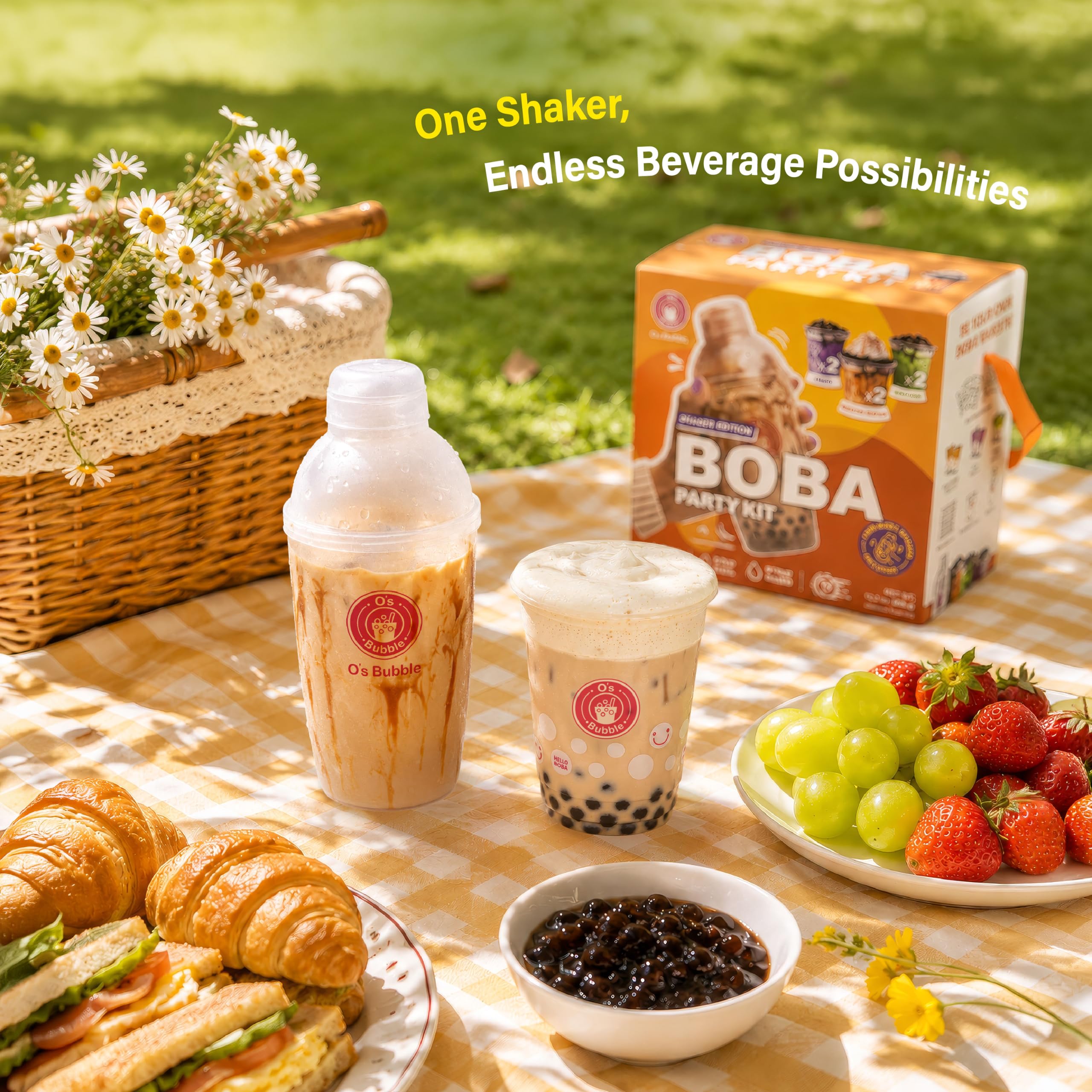 O's Bubble comparación de tamaño del shaker para referencia y ahorro espacio