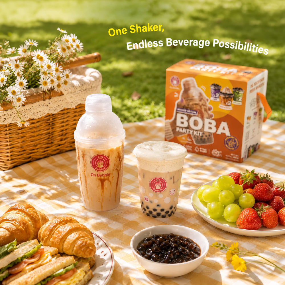 O's Bubble comparación de tamaño del shaker para referencia y ahorro espacio