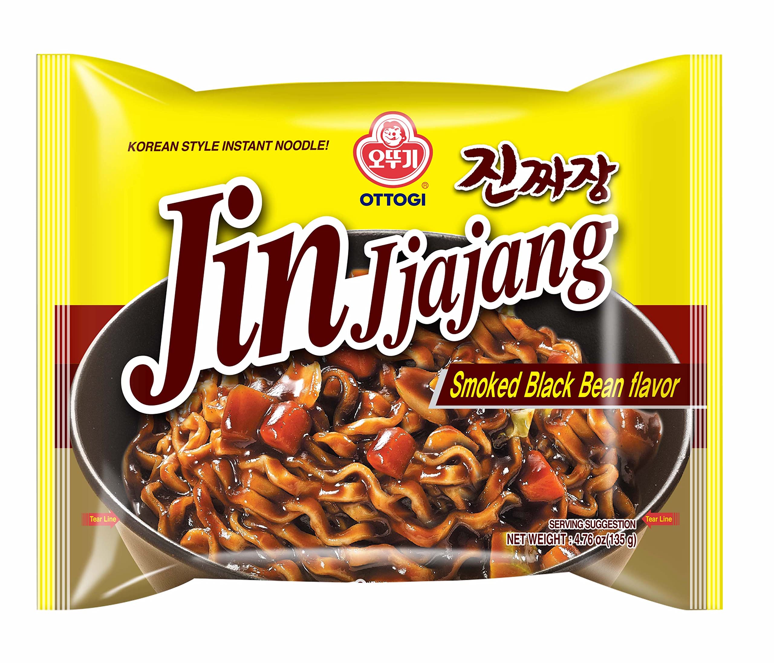 OTTOGI JIN frente del paquete que muestra el producto y conveniencia instantánea