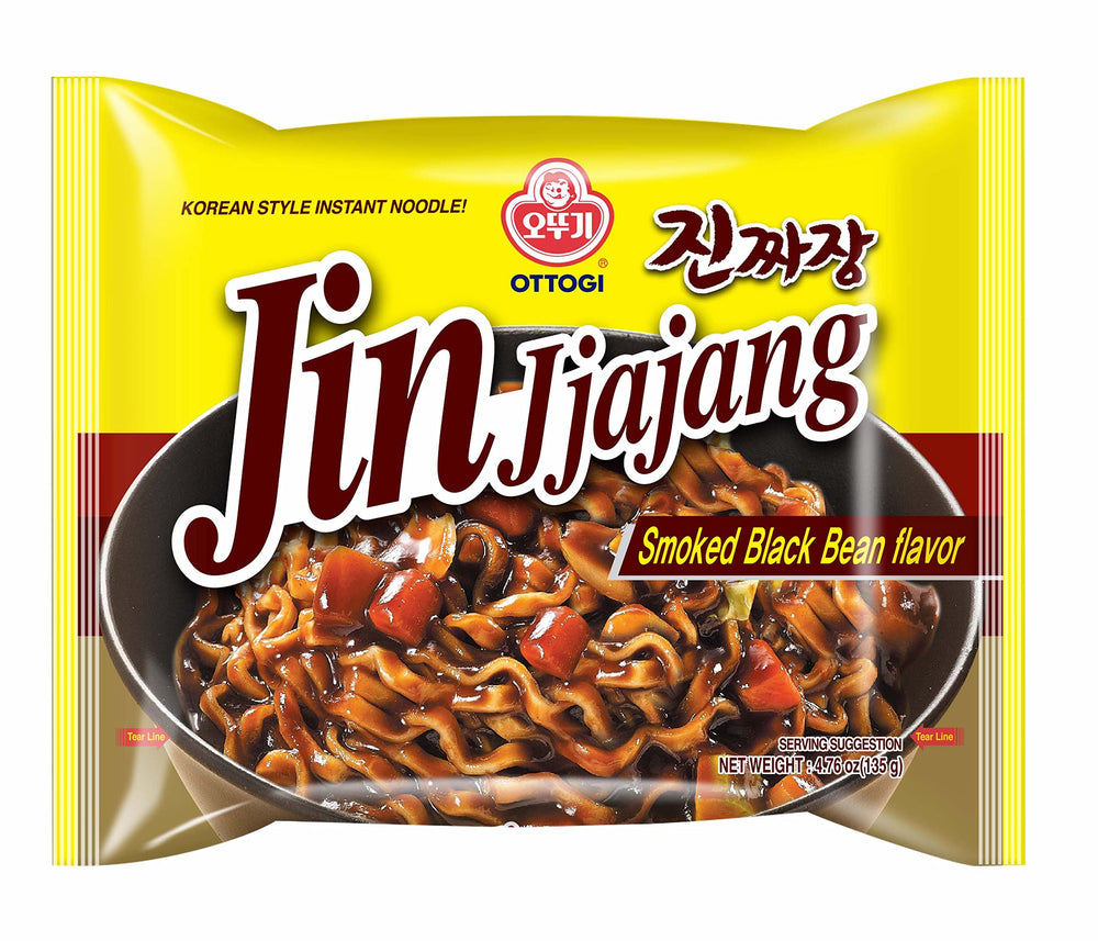 OTTOGI JIN frente del paquete que muestra el producto y conveniencia instantánea