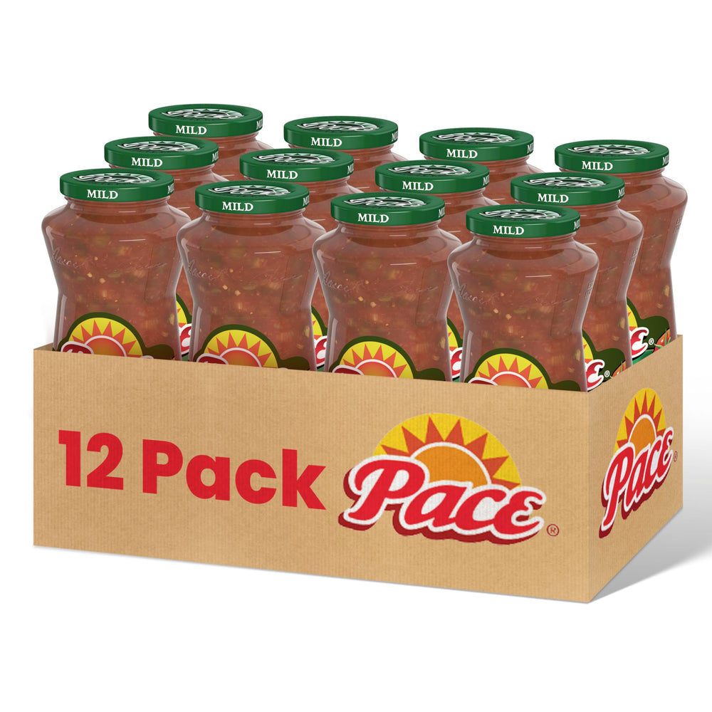 Pace frasco frontal 16 oz mostrando etiqueta y tamaño práctico