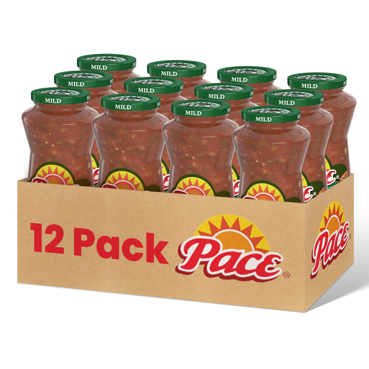 Pace frasco frontal 16 oz mostrando etiqueta y tamaño práctico