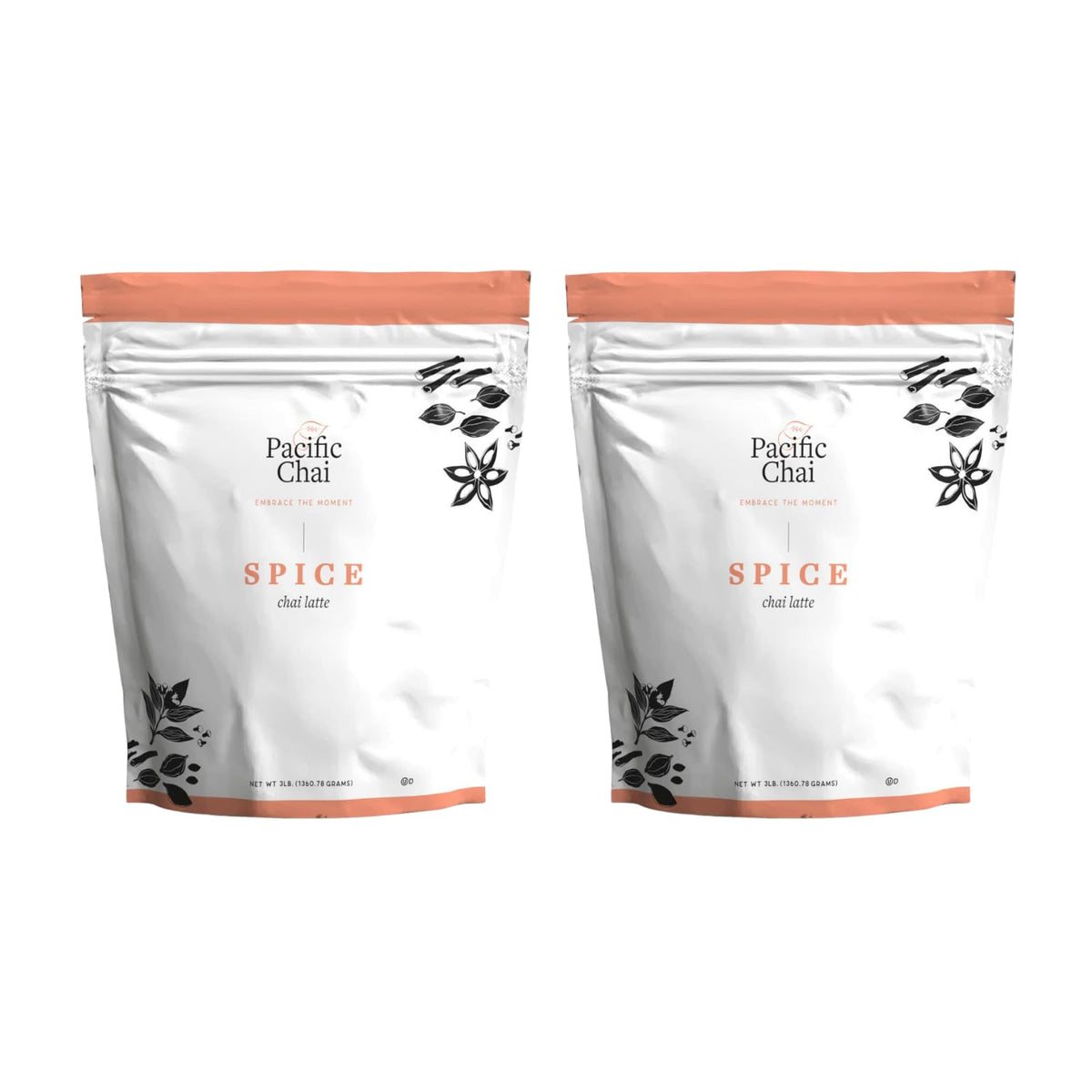 Pacific Chai frente del paquete mostrando el sello kosher y beneficio de conveniencia