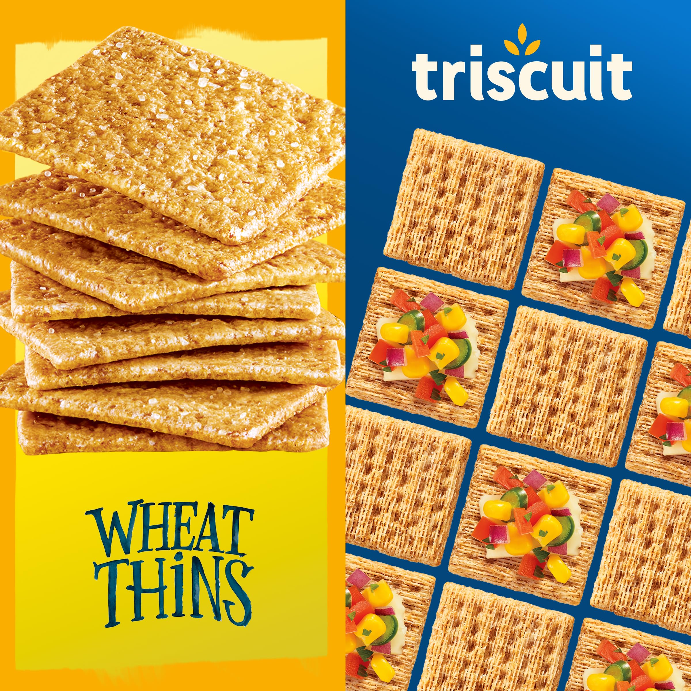 Pack variado cuatro cajas dispuesto, Triscuit y Wheat Thins para despensa