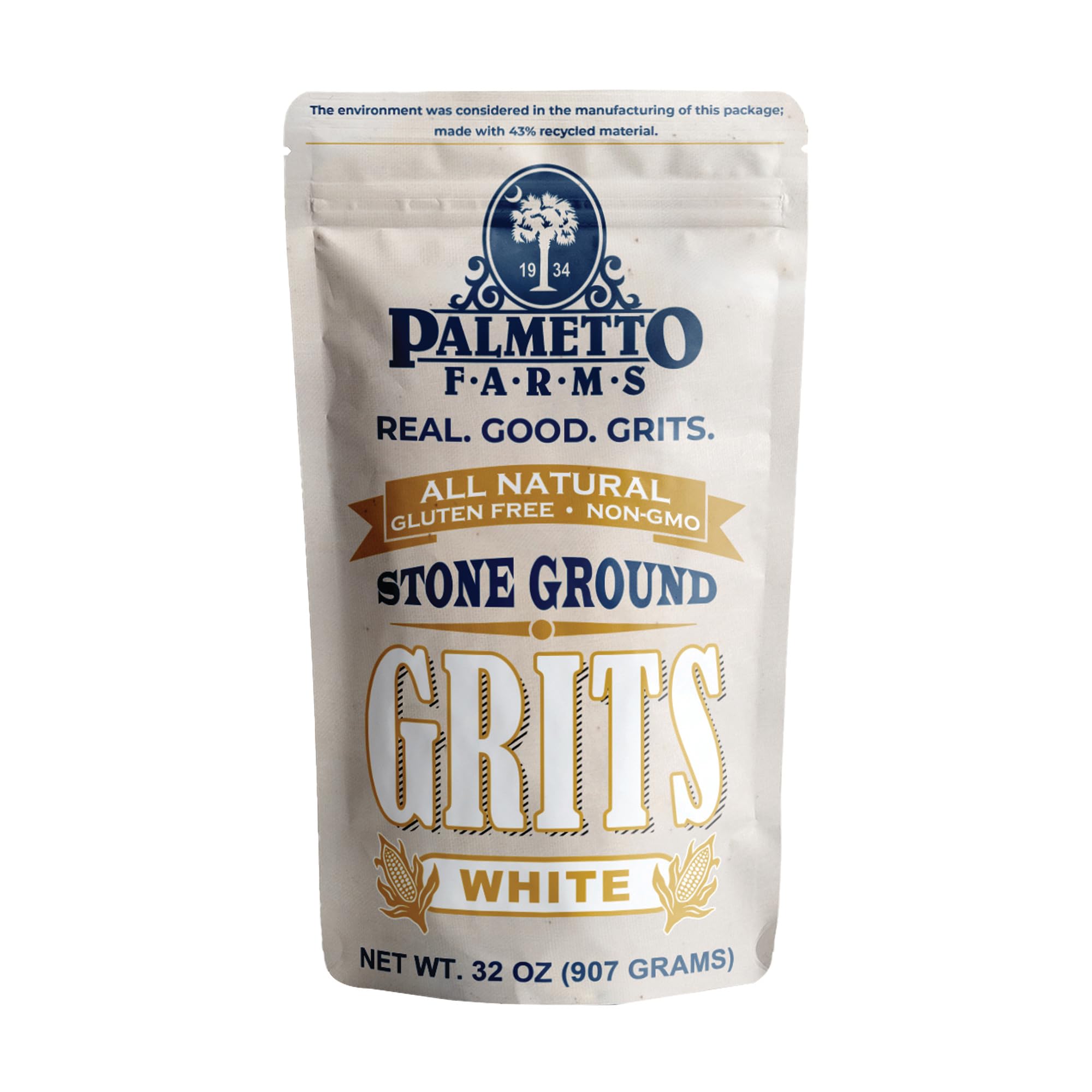 Palmetto Farms empaque frontal mostrando 32 oz y sello tradicional