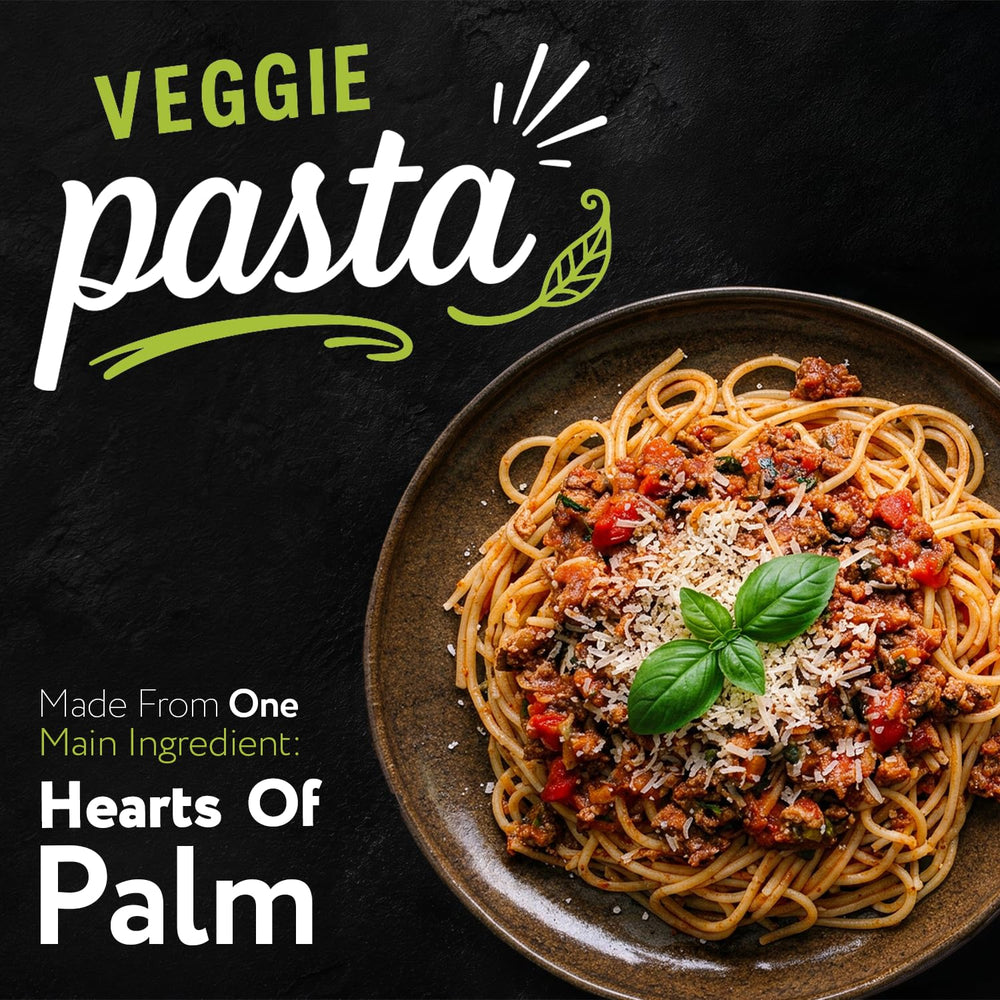 Palmini linguine en sartén con salsa listo para servir, opción baja en carbohidratos