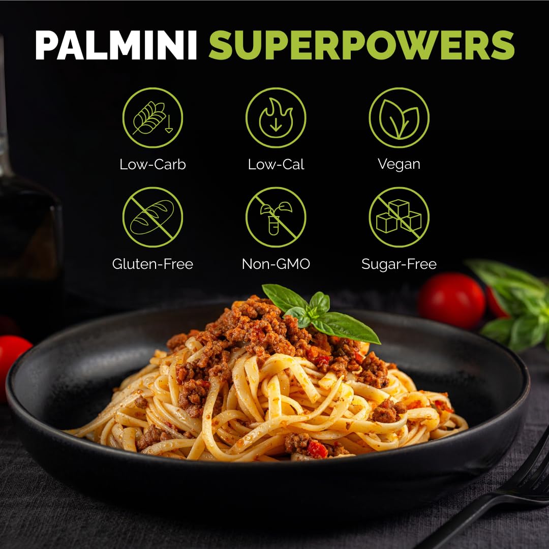 Etiqueta nutricional de Palmini linguine destacando 4g netos de carbohidratos