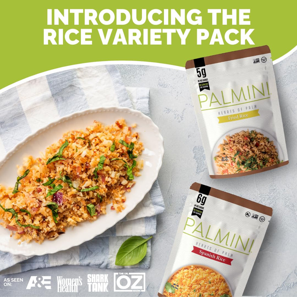 Palmini textura cercana de granos tipo arroz destacando consistencia y ligereza