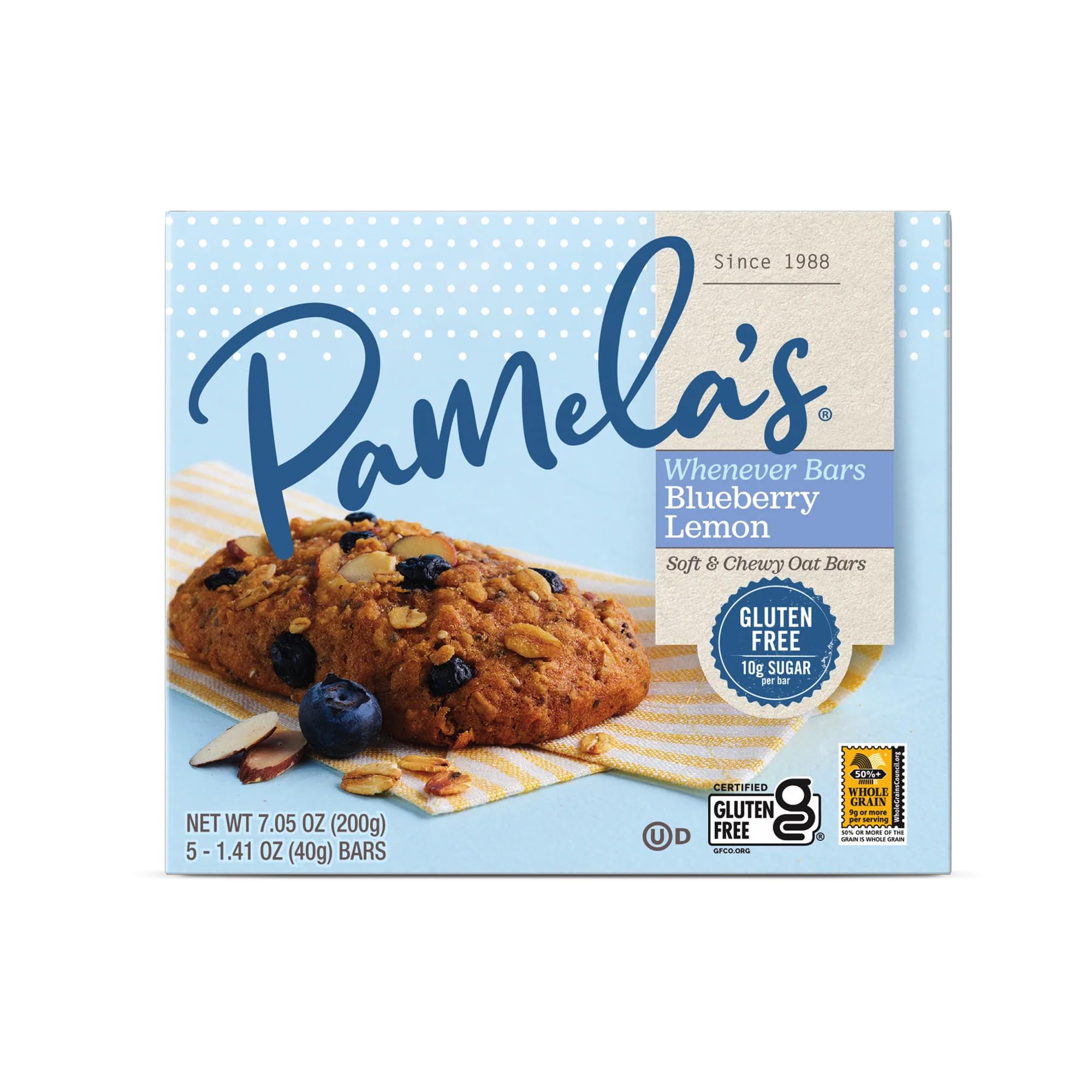 Pamela's barritas en picnic sugiriendo conveniencia y disfrute