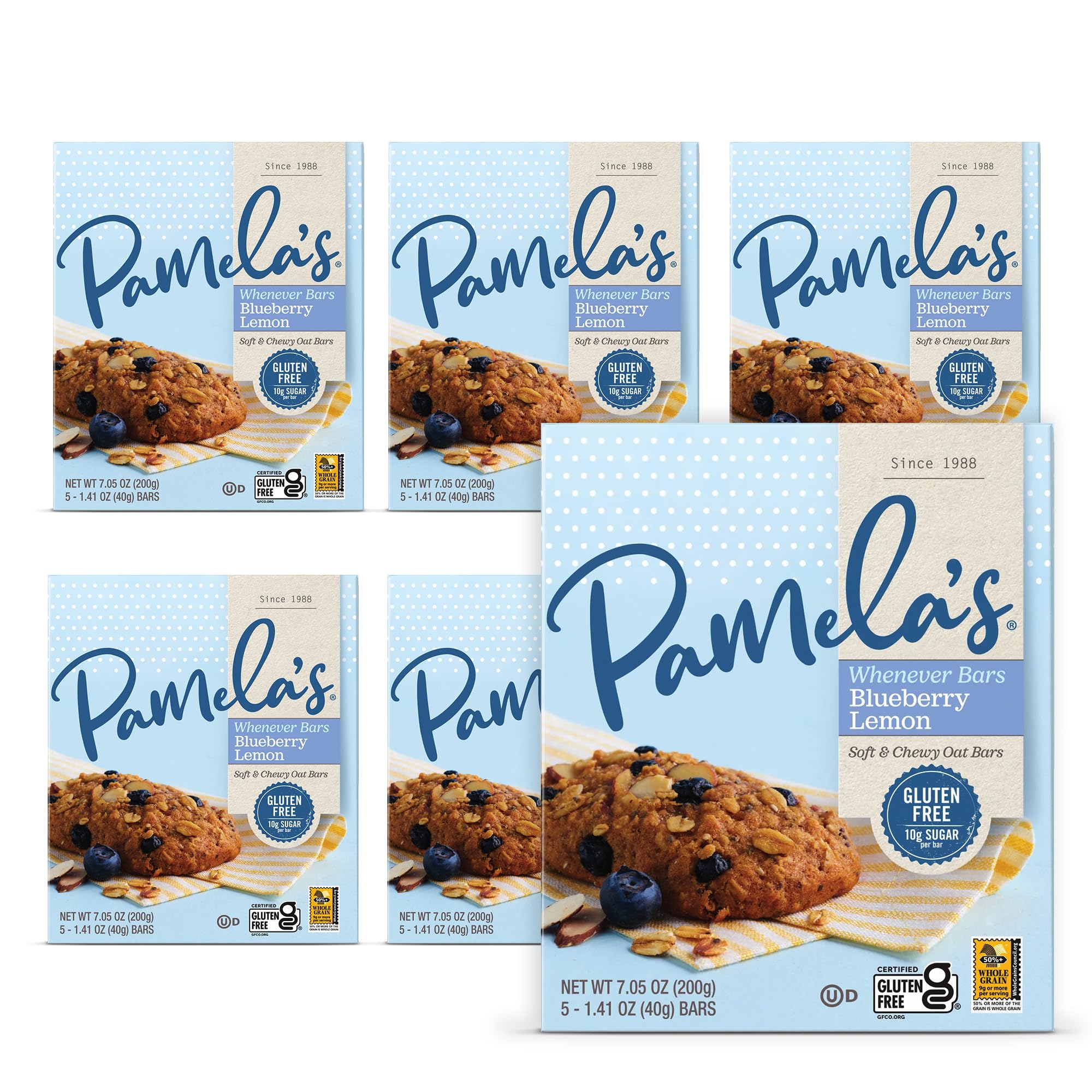 Pamela's frente del empaque mostrando 5 unidades y claridad de marca