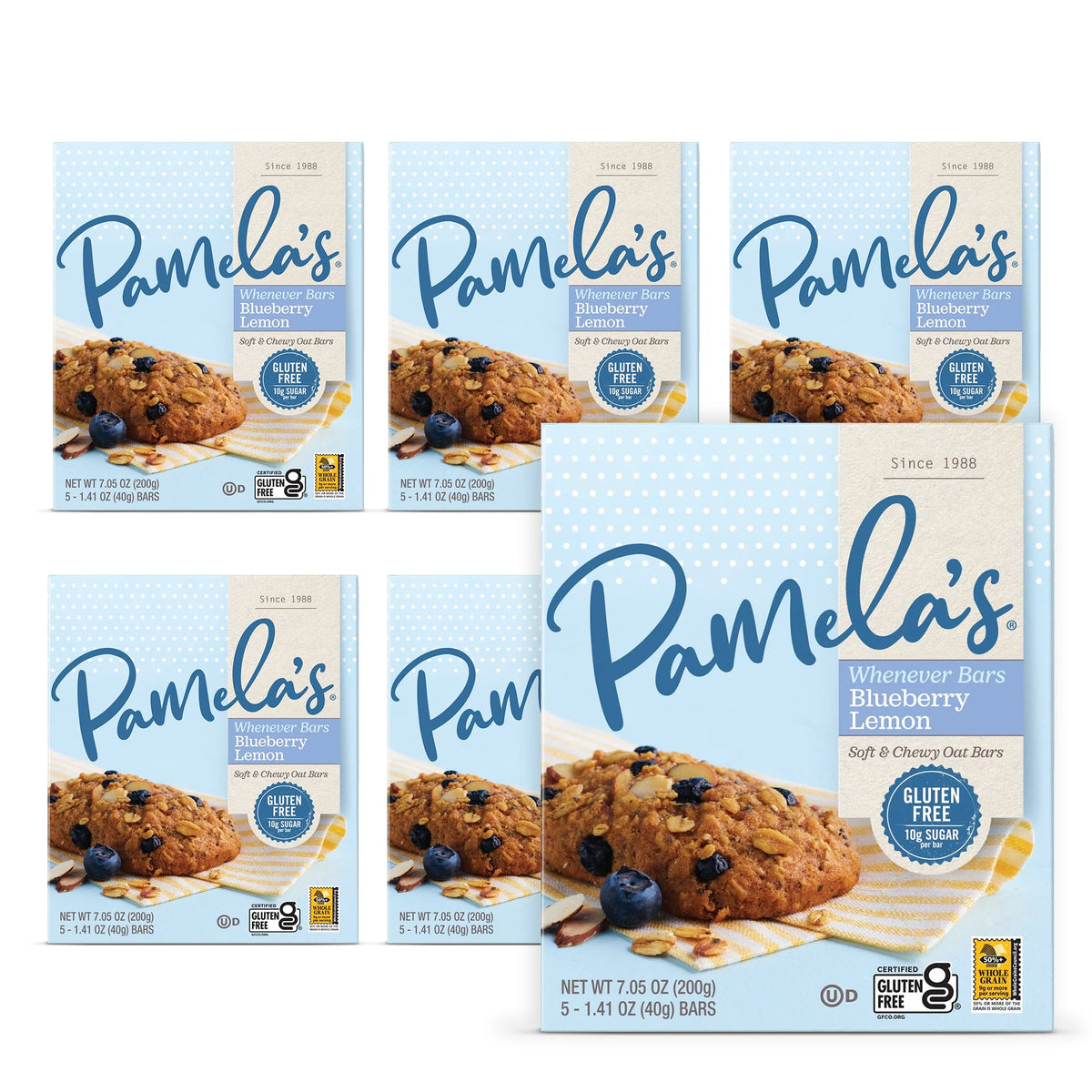 Pamela's frente del empaque mostrando 5 unidades y claridad de marca