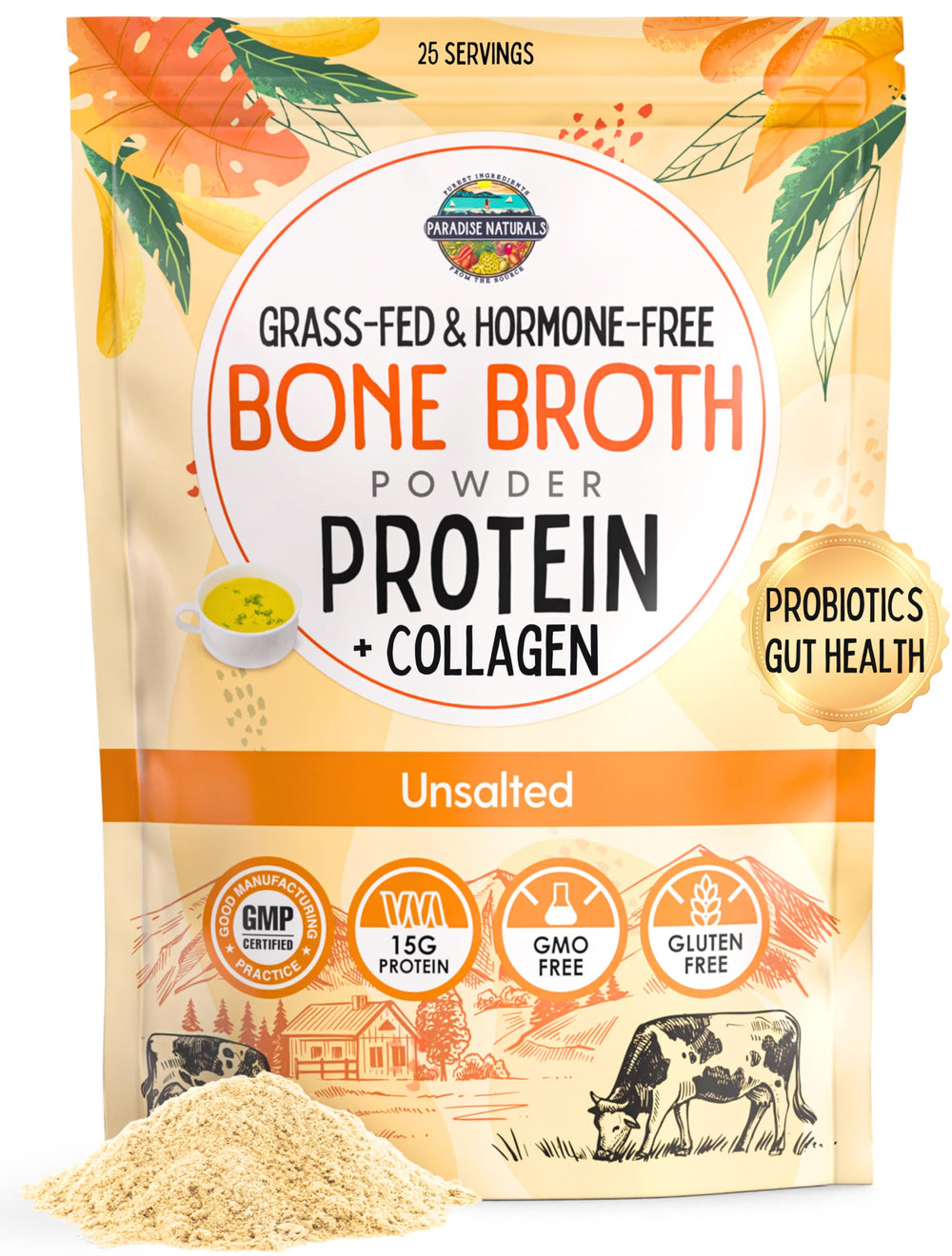 Paradise Naturals frente del envase mostrando etiqueta clara y beneficios