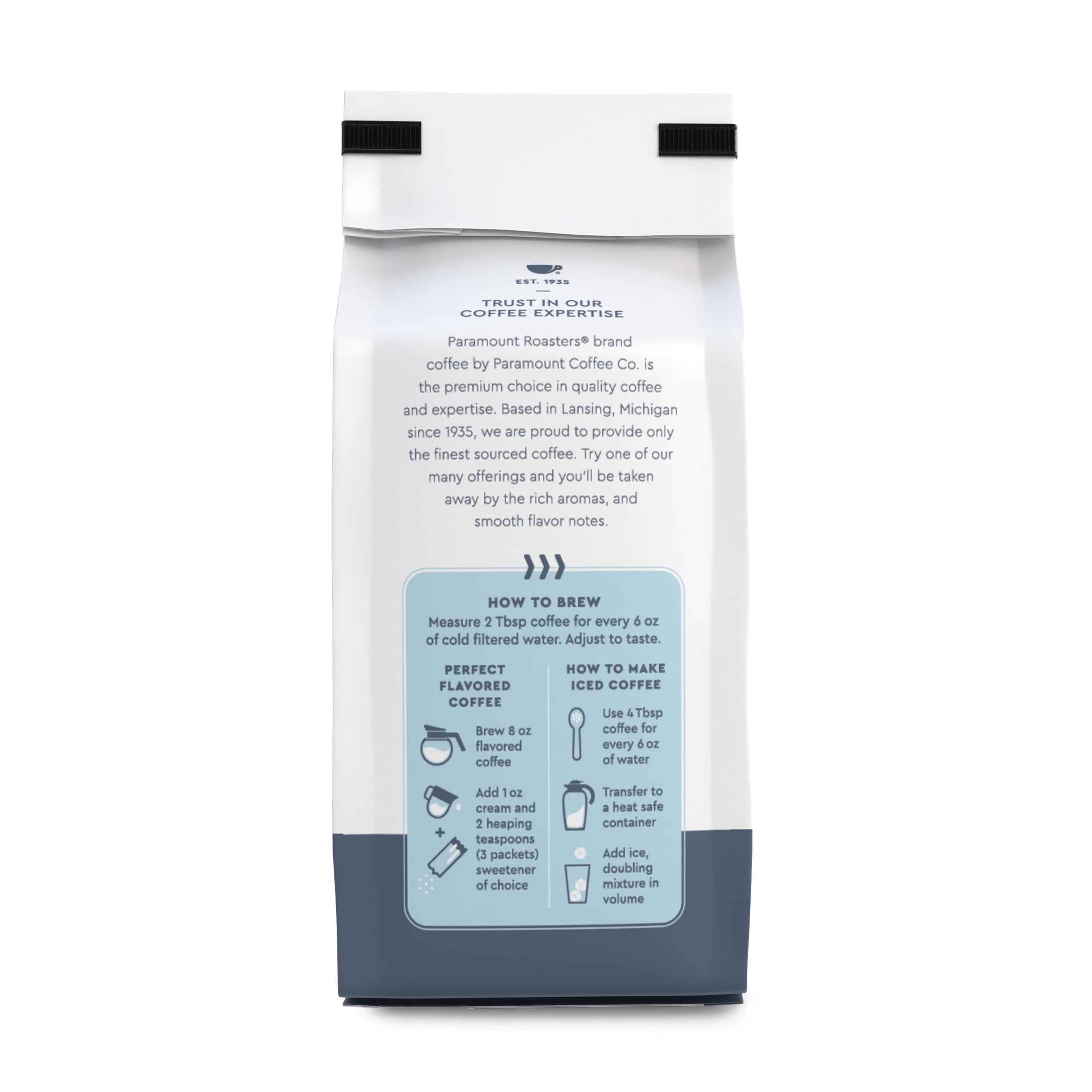 Paramount Roasters paquete 12oz para referencia de tamaño práctico