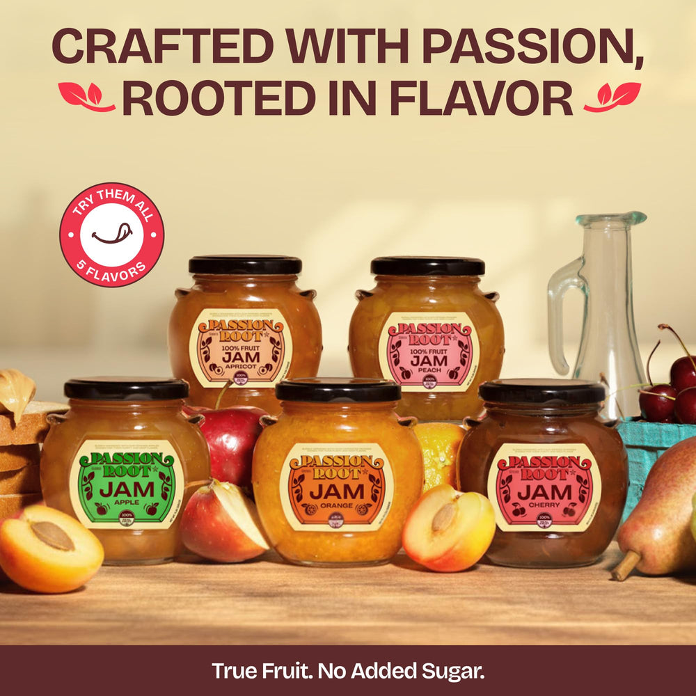 Passion Root mermelada en tabla de charcutería realzando quesos