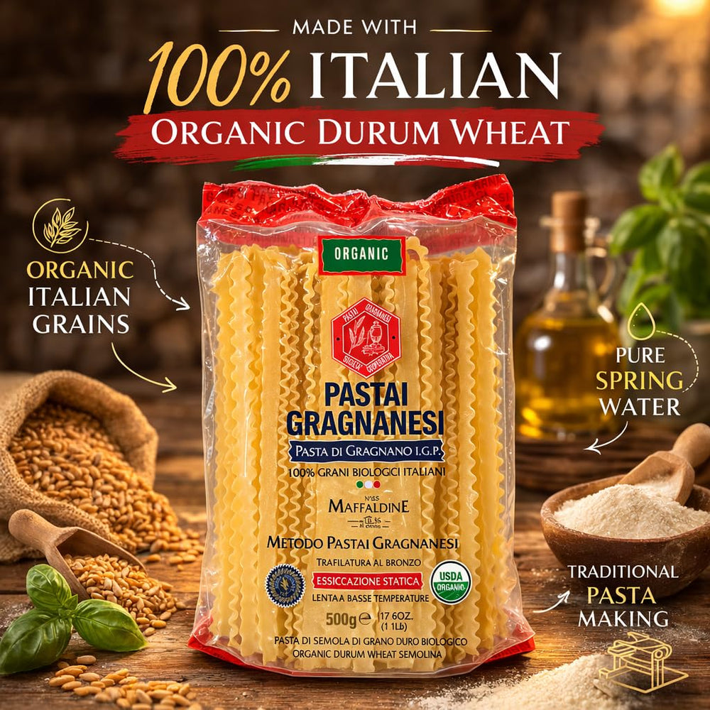 Pastai Gragnanesi mafaldine en olla hirviendo lista para cocinar con textura firme