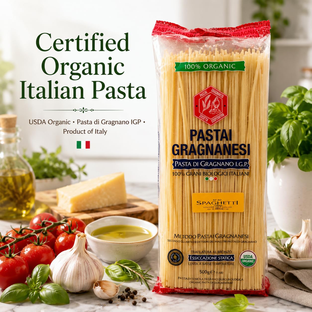 Pastai Gragnanesi detalle del secado lento que preserva aroma y textura