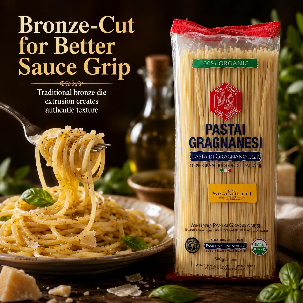 Pastai Gragnanesi spaghetti cocinados en plato listos para servir sabor intenso
