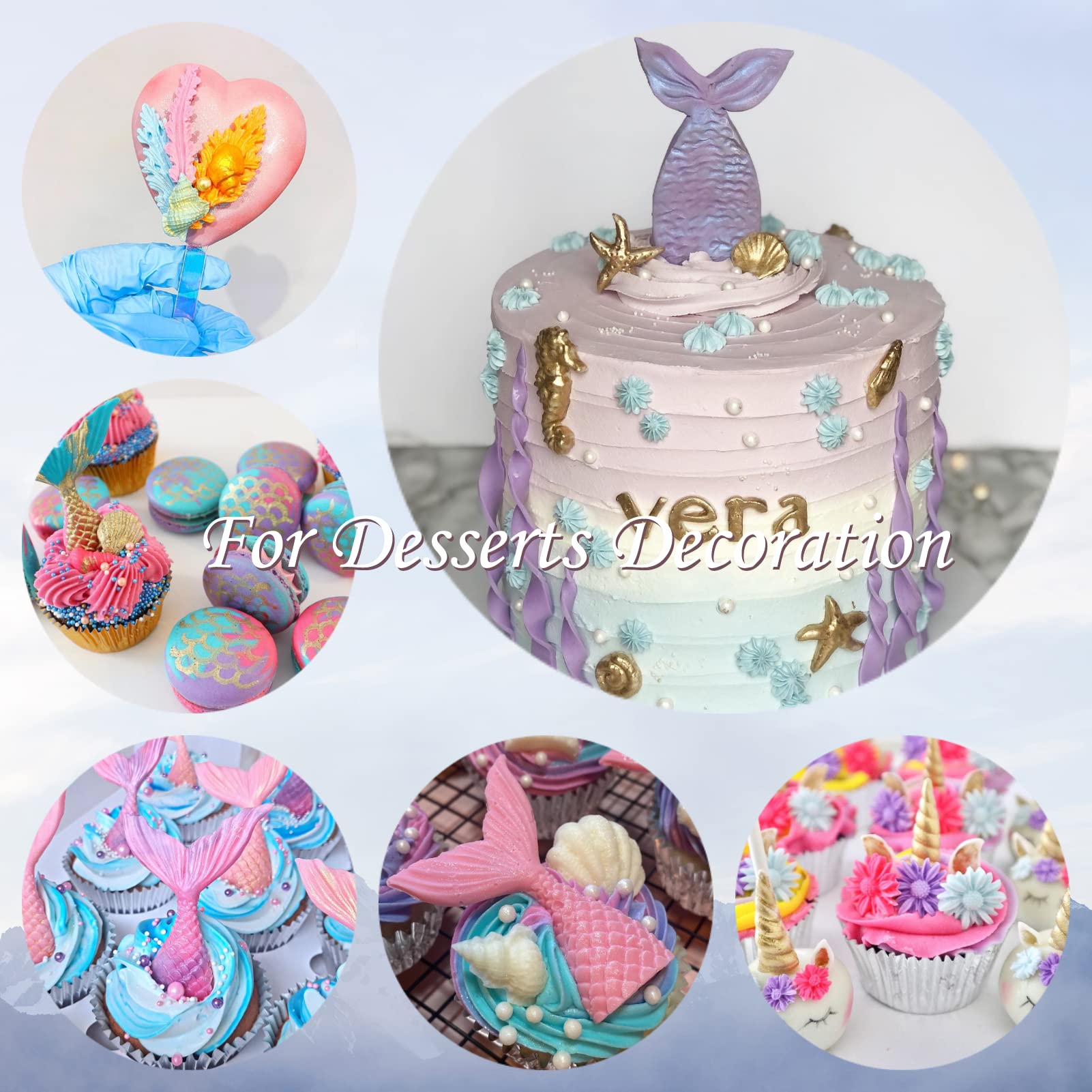 PAVADOR aplicación con brocha sobre pastel, acabado metálico profesional