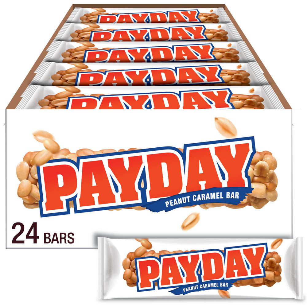 PayDay vista frontal del empaque mostrando barras para compartir y conveniencia