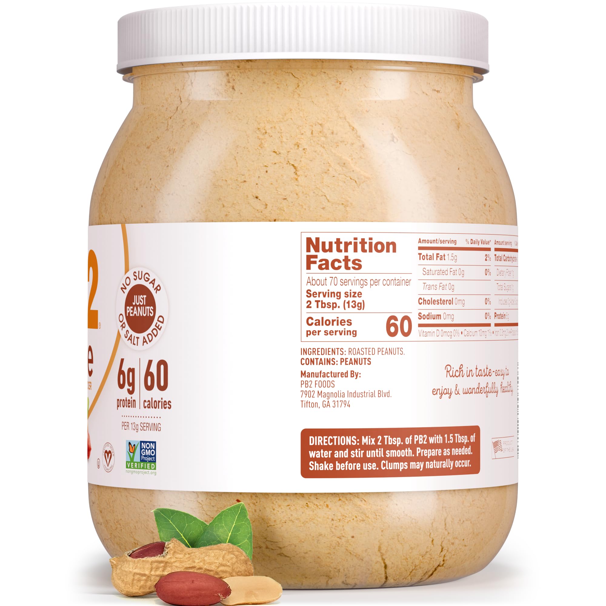 PB2 cuchara con polvo listo para recetas nutritivas