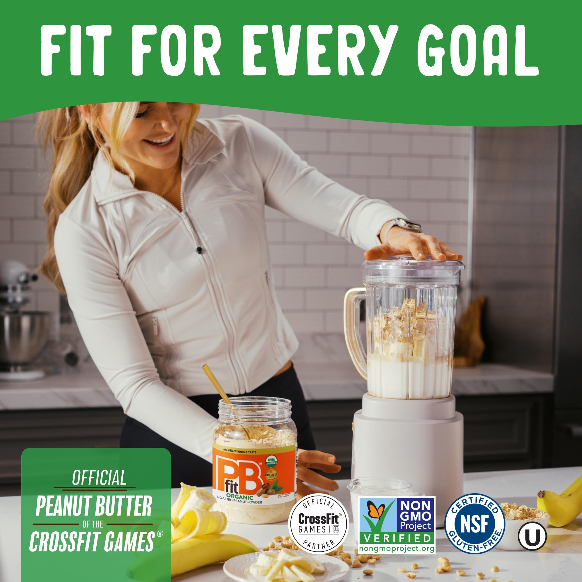 PBfit etiqueta con ingredientes y certificaciones orgánicas visibles